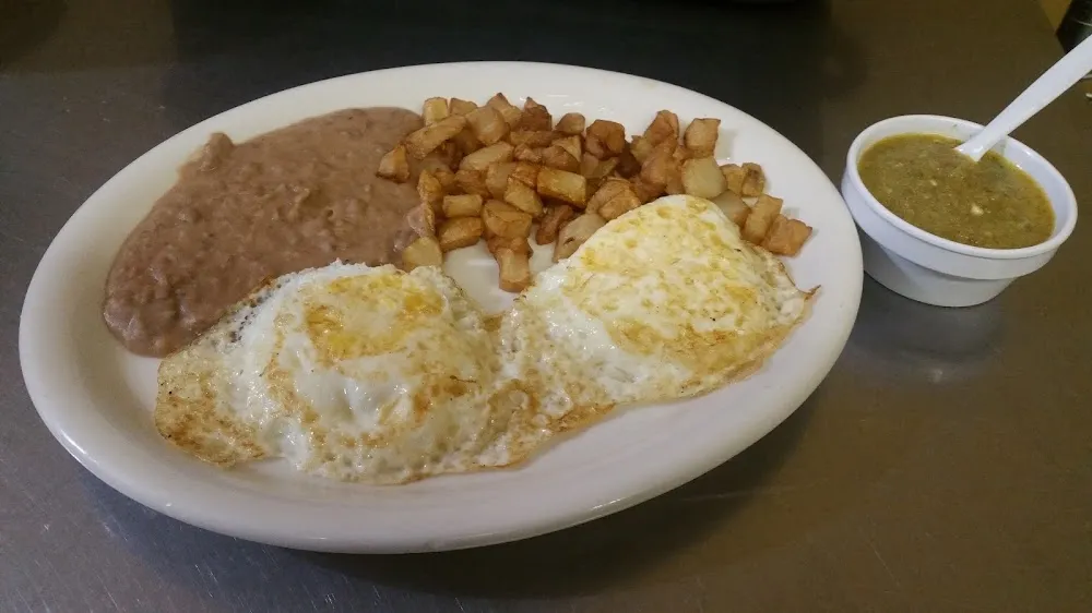 Two Eggs Potatoes and Beans